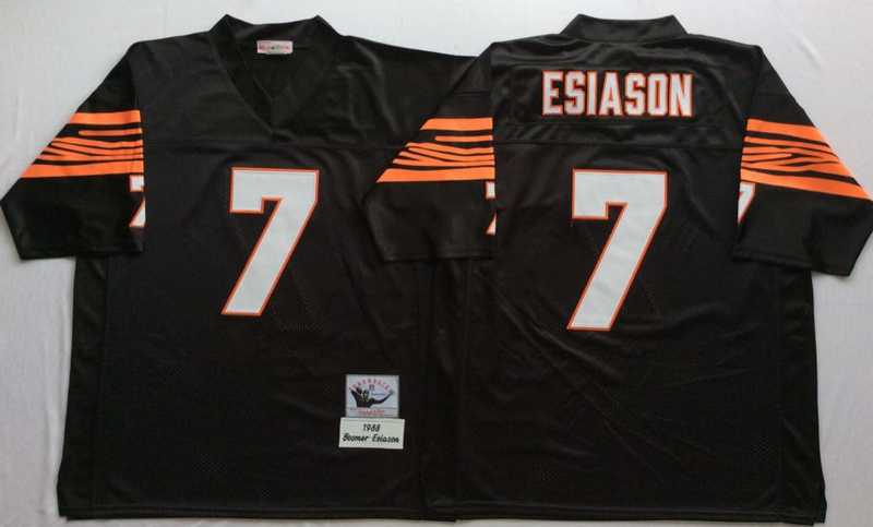Bengals 7 Boomer Esiason Black M&N Throwback Jersey->nfl m&n throwback->NFL Jersey